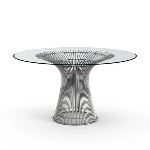 platner dining table 54cali round-polished nickel clear glass.webp