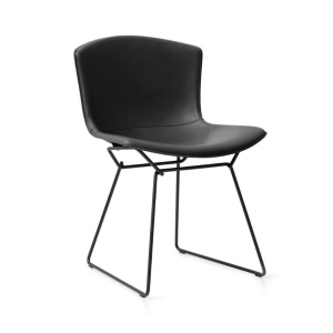 Krzesło Bertoia Side Chair tapicerowane skórą czarna podstawa - Knoll