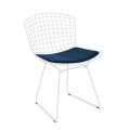 Bertoia-side-chair-white rilsan-structure-Knoll velvet-aviator-seat-pad-knoll.JPG