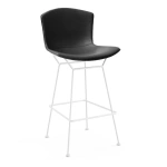 Krzesło barowe Bertoia Bar Stool tapicerowane skórą, biała podstawa - Knoll