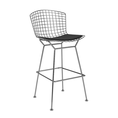 Bertoia-bar stool-polished chrome-structure-tonus-black-seatpat-knoll.JPG