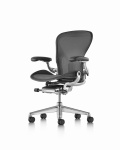 Krzesło biurowe Aeron  size C Graphite Polished Aluminium Chassis and Base Leather Armpad - Herman Miller